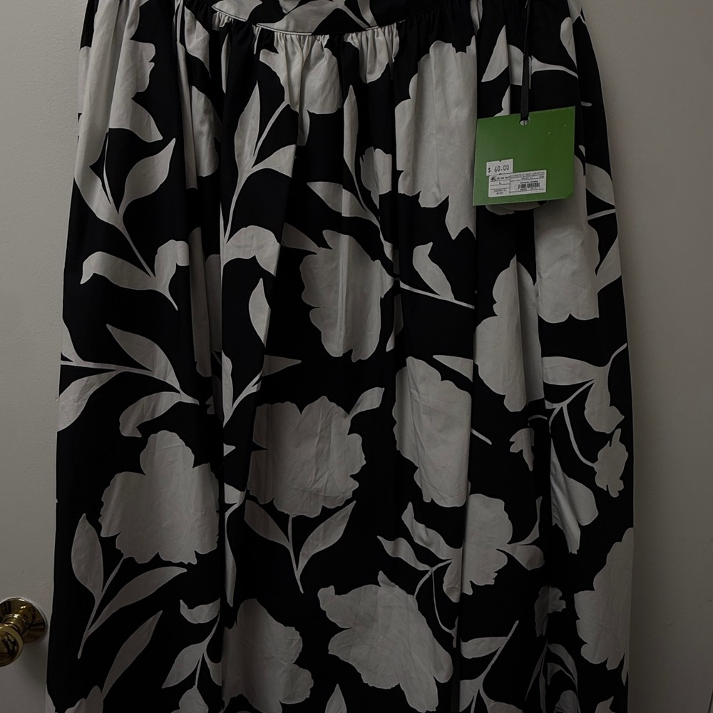Kate Spade Black and White Floral A-Line Skirt